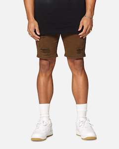 Mens Saint Morta Bottoms Denim Shorts: Saint Morta Dynasty Thrash V2 Denim Shorts Vintage Brown