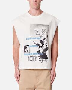 Mens Tops Muscle Tees: MNML Distressed Sleeveless Tank Antique White