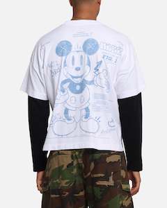 Mens American Thrift: American Thrift Disney Mickey Prototype II Long Sleeve T-Shirt White