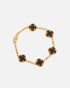 Saint Morta Onyx Clover Bracelet Gold