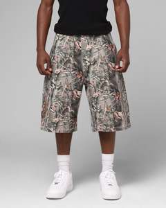 Mens Bottoms Denim Shorts: Loiter Biker Jorts Real Tree Camo