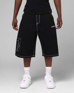 Mens Bottoms Denim Shorts: Loiter Biker Jorts Black