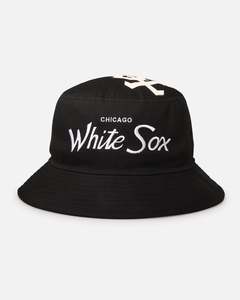Mens New Era Headwear Bucket Hats: New Era Chicago White Sox 'Script' Bucket Hat Official Team Colour