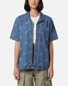 Womens Jordan: Jordan Women's Woven Denim Top Stone Blue