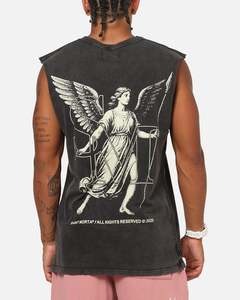 Saint Morta Archangel Oversized Muscle T-Shirt Vintage Black