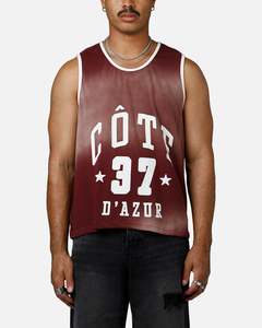 MNML Jersey Pinnie Tank Burgundy
