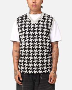 Knitwear: Students Golf Layne Houndstooth Sweater Vest Grey