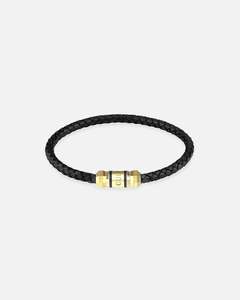 Mens Bracelets: Guess Mainline Exagon Leather Bracelet Gold