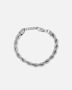 Mens Bracelets: Saint Morta 8mm Rope Chain Bracelet White Gold