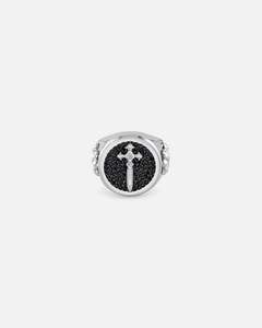 Guess Mainline Rebel Knight 18mm Dagger Crystal Ring Silver