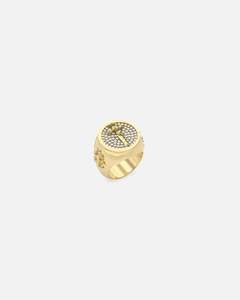 Guess Mainline Rebel Knight 18mm Dagger Crystal Ring Gold