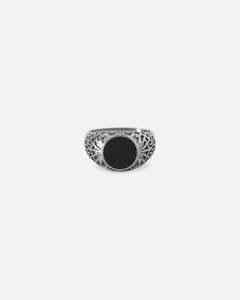 Mens Accessories Ring: Saint Morta Onyx Round Ring White Gold