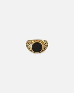 Saint Morta Onyx Round Ring Gold