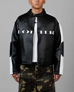 All Sale Tops: Loiter Engine Vegan Leather Jacket Black
