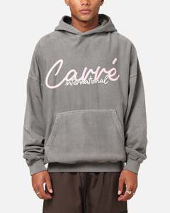 All Sale Tops: Carre International Script Hoodie Washed Charocal