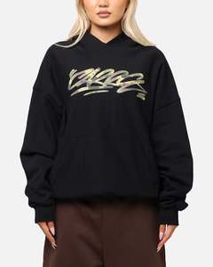 Carre Camo Script Hoodie Black