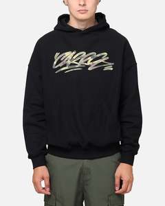 Carre Camo Script Hoodie Black