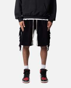 MNML Fringe Velour Sweat Shorts Black