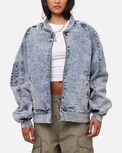Womens Sale Tops: Saint Morta Flight Denim Jacket Blue Stonewash