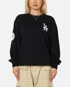 Womens Sale Tops: New Era Los Angeles Dodgers MLB Team Logo Crewneck Black