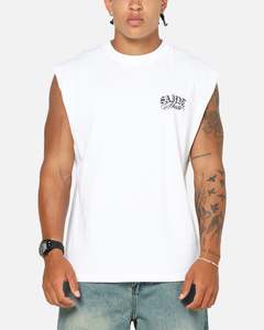 Mens Tops Muscle Tees: Saint Morta Serenity Oversized Muscle T-Shirt White
