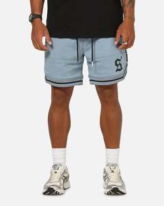 Mens Bottoms Basketball Shorts: Saint Morta Icon X Fleece Shorts Denim Blue