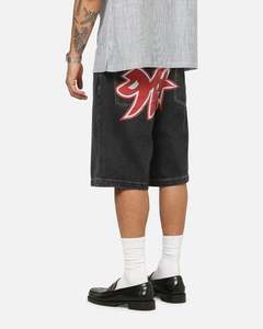 X-Large 91 Star Bull Denim Shorts Washed Black