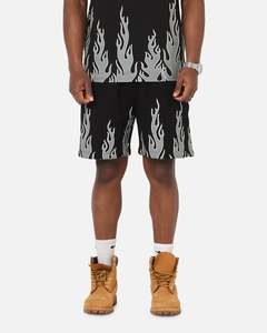 Mens Back Catalogue Bottoms: Playboy Gothic Flames Shorts Black