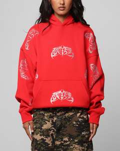 Loiter Metal Rhinestone Hoodie Red