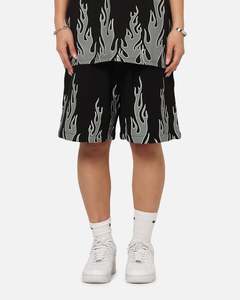 Womens Sale Bottoms: Playboy Gothic Flames Shorts Black