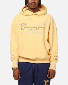 Champion Hoodie: Champion Vintage Logo Sweatshirt Hoodie Yellow
