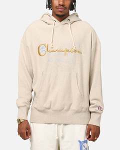 Champion Vintage Logo Sweatshirt Hoodie Oatmeal Heather