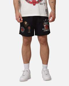 Mens Bottoms Basketball Shorts: Mitchell & Ness Chicago Bulls Champs Nylon Shorts Black