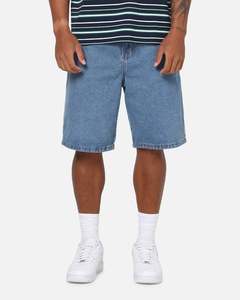 Mens Bottoms Denim Shorts: Carre Solace Baggy Jorts Mid Blue