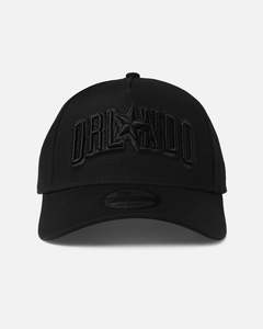 Mens Sale Headwear: New Era Orlando Magic 'NBA Black On Black' 9FORTY A-Frame Snapback Black