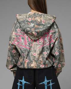 Loiter Waffle Zip Hoodie Pink Tree Camo