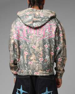 Loiter Waffle Zip Hoodie Pink Tree Camo