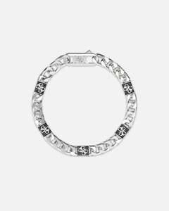 Mens Bracelets: Guess Mainline 4G Curb Chain Pave Bracelet Silver