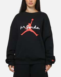 Womens Jordan: Jordan Brooklyn AJ6 Fleece Crewneck Black/Infrared