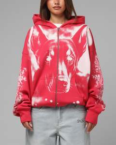 Loiter Dog Pound Airbrush Zip Hoodie Pink