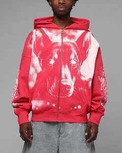 Loiter Dog Pound Airbrush Zip Hoodie Pink