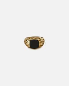 Mens Accessories Ring: Saint Morta Onyx Square Ring Gold