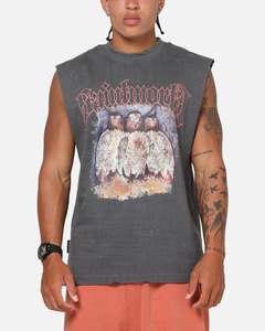 Mens Tops Muscle Tees: Saint Morta Birds Of Prey Muscle T-Shirt Washed Charcoal