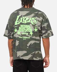 All Camo: Mitchell & Ness Los Angeles Lakers 48 Camo T-Shirt Green Camo