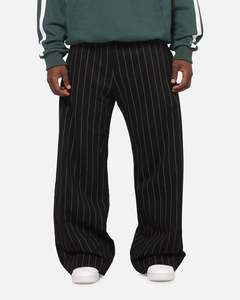 Mens Carre Bottoms Trackpant: Carre Studio Trackpants Black Pinstripe