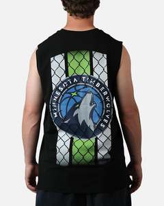 Mens Tops Muscle Tees: New Era Minnesota Timberwolves Muscle T-Shirt Black