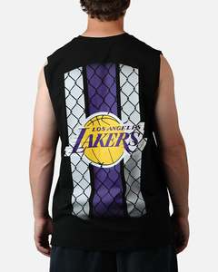 Mens Tops Muscle Tees: New Era Los Angeles Lakers Muscle T-Shirt Black