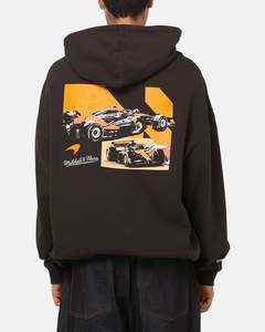 Hoodies: Mitchell & Ness X Mclaren 38 Hoodie Washed Black