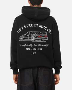 Hoodies: Key Street Low Standards Hoodie Black Acidwash