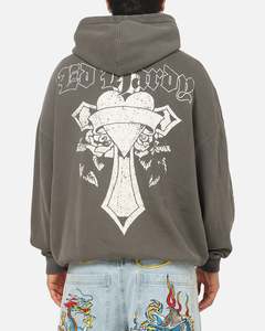 Ed Hardy Sacred Heart Hoodie Washed Charcoal